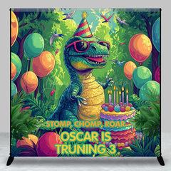 Lofaris Jungle Dinosaur Balloon Custom 3rd Birthday Backdrop