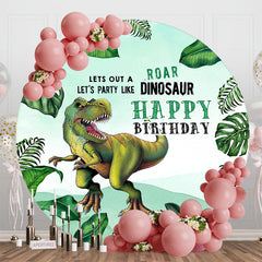 Lofaris Jungle Plant Dinosaur Round Birthday Party Backdrop