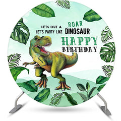 Lofaris Jungle Plant Dinosaur Round Birthday Party Backdrop