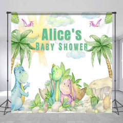 Lofaris Jungle Tree Dinosaur Custom Name Baby Shower Backdrop