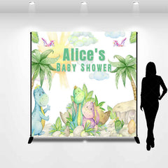 Lofaris Jungle Tree Dinosaur Custom Name Baby Shower Backdrop