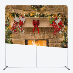 Lofaris Khaki Brick Fireplace Christmas Pillow Case Backdrop