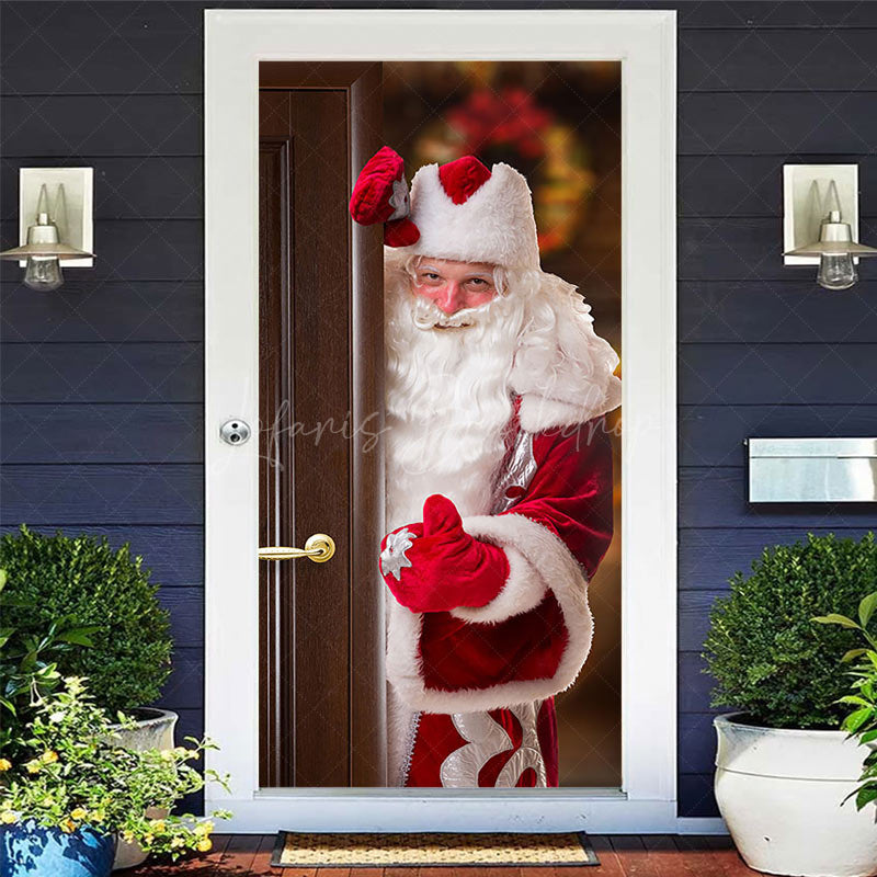 Lofaris Kindly Santa Claus Blurry Christmas Vibe Door Cover