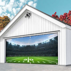 Lofaris Large Football Field Stadium Sky Garage Door Banner