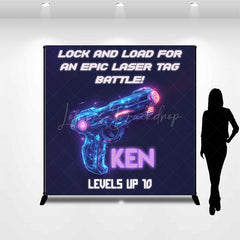 Lofaris Laser Tag Games Custom Name 10th Birthday Backdrop