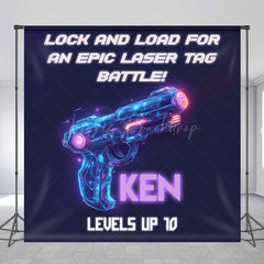 Lofaris Laser Tag Games Custom Name 10th Birthday Backdrop