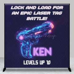 Lofaris Laser Tag Games Custom Name 10th Birthday Backdrop