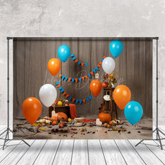 Lofaris Leaves Balloon Pumpkin Halloween Cake Smash Backdrop