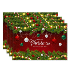 Lofaris Leaves Candy Bauble Xmas New Year Set Of 4 Placemats