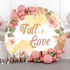 Lofaris Leaves Floral Fall In Love Round Wedding Backdrop