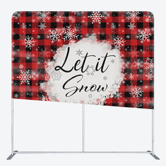 Lofaris Let It Snow Plaid Christmas Tension Fabric Backdrop