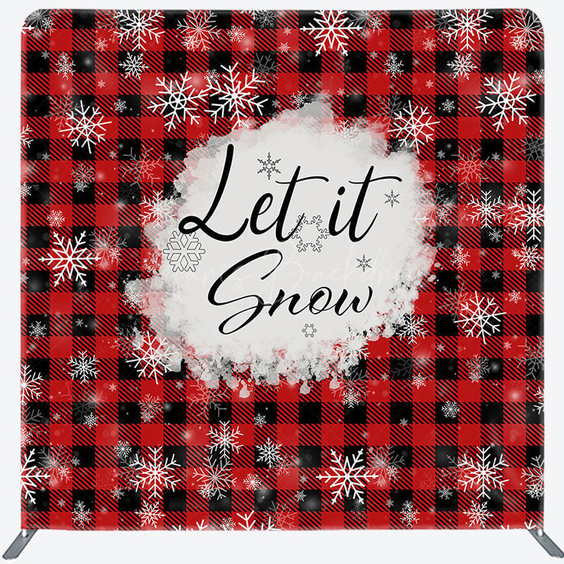 Lofaris Let It Snow Plaid Christmas Tension Fabric Backdrop