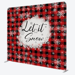 Lofaris Let It Snow Plaid Christmas Tension Fabric Backdrop