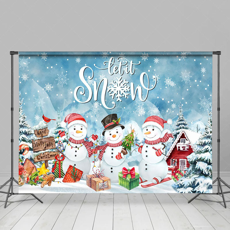 Lofaris Let It Snow Snowman Gift Hollyjolly Xmas Backdrop