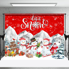 Lofaris Let It Snow Snowman Mountain Merry Christmas Backdrop