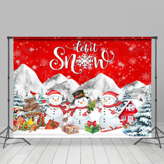 Lofaris Let It Snow Snowman Mountain Merry Christmas Backdrop