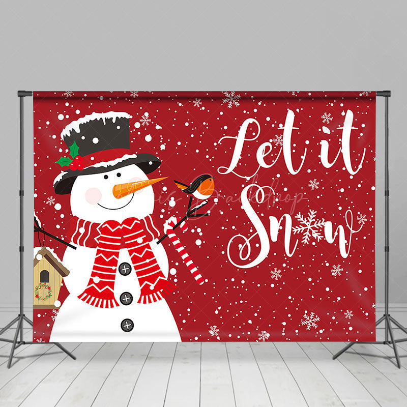 Lofaris Let It Snow Snowman Red Festive Christmas Backdrop