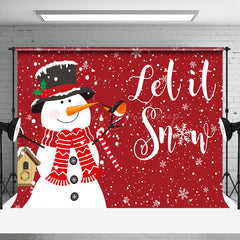 Lofaris Let It Snow Snowman Red Festive Christmas Backdrop