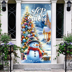 Lofaris Let It Snow Tree Snowman Bells Christmas Door Cover