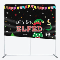 Lofaris Lets Get Elfed Black Christmas Party Square Backdrop