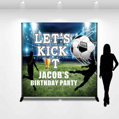 Lofaris Lets Kick It Football Field Custom Birthday Backdrop