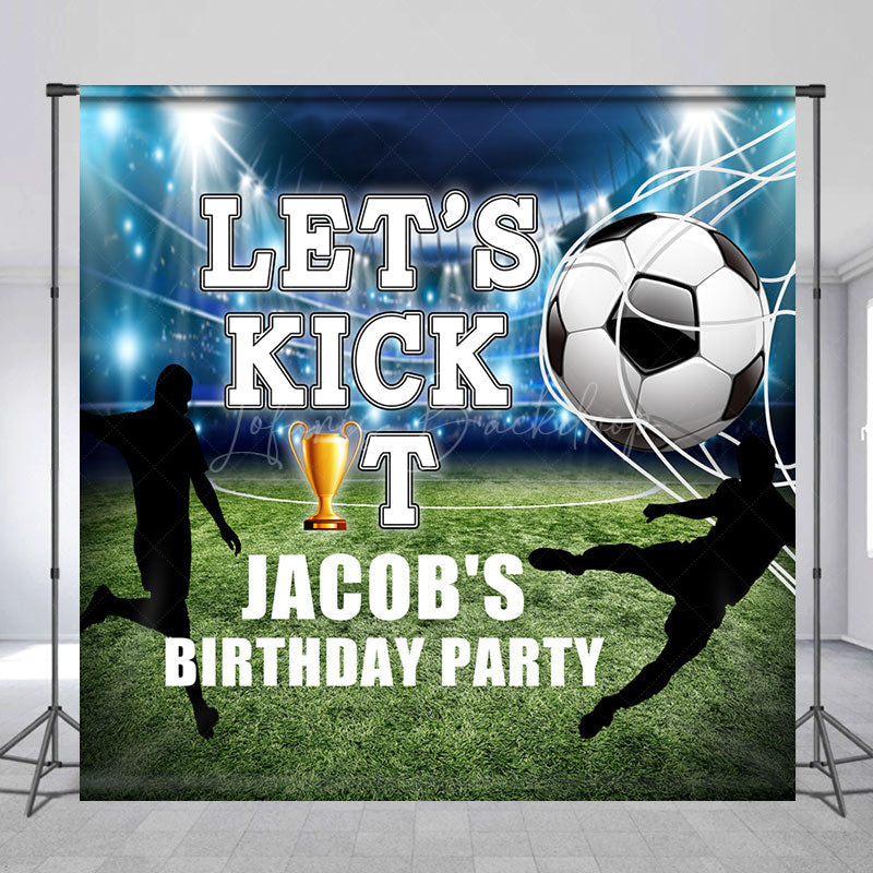 Lofaris Lets Kick It Football Field Custom Birthday Backdrop