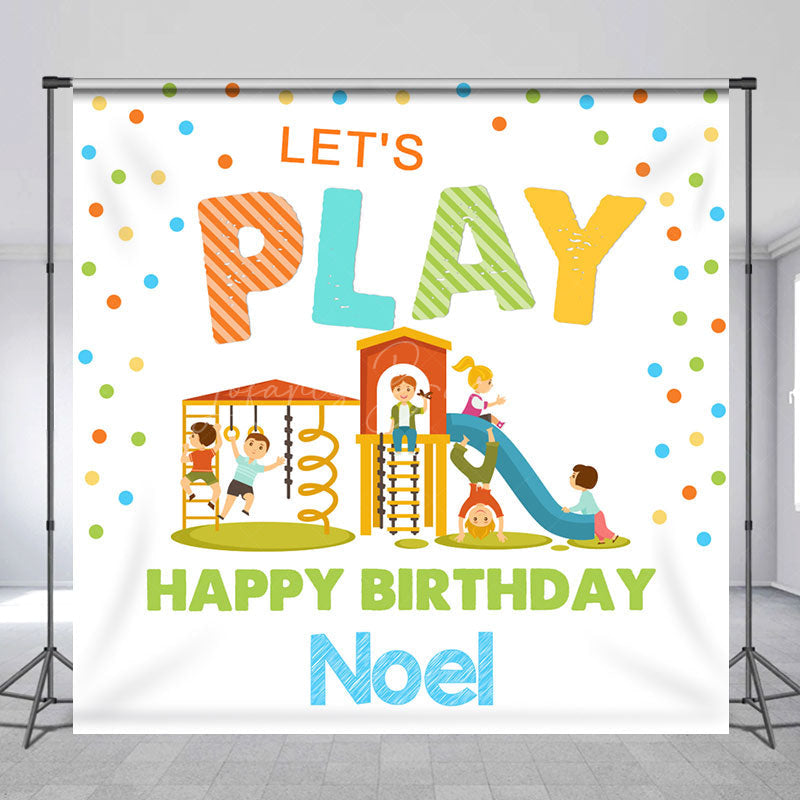 Lofaris Lets Play Playground Custom Name Birthday Backdrop