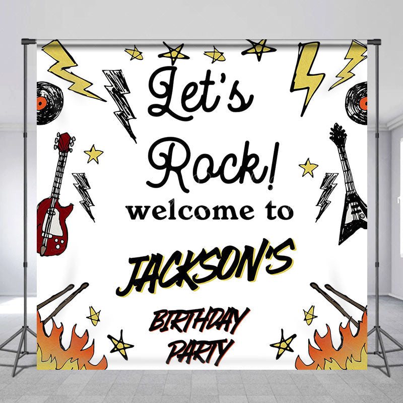 Lofaris Lets Rock Musical Custom Birthday Party Backdrop