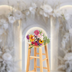 Lofaris Lighed Pure White Arch Wall Floral Wedding Backdrop