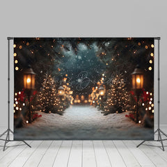 Lofaris Light Bokeh Snowy Path Winter Christmas Backdrop