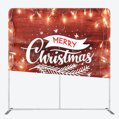 Lofaris Light Brown Wooden Christmas Tension Fabric Backdrop