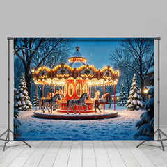 Lofaris Light Glitter Carousel Window Christmas Backdrop