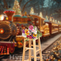 Lofaris Light Glitter Festive Christmas Train Scene Backdrop