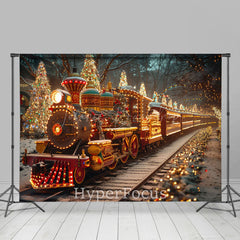 Lofaris Light Glitter Festive Christmas Train Scene Backdrop