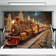 Lofaris Light Glitter Festive Christmas Train Scene Backdrop