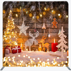 Lofaris Light Glitter Wooden Christmas Pillow Case Backdrop