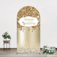 Lofaris Light Gold Glitter Diamonds Birthday Arch Backdrop