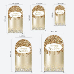 Lofaris Light Gold Glitter Diamonds Birthday Arch Backdrop