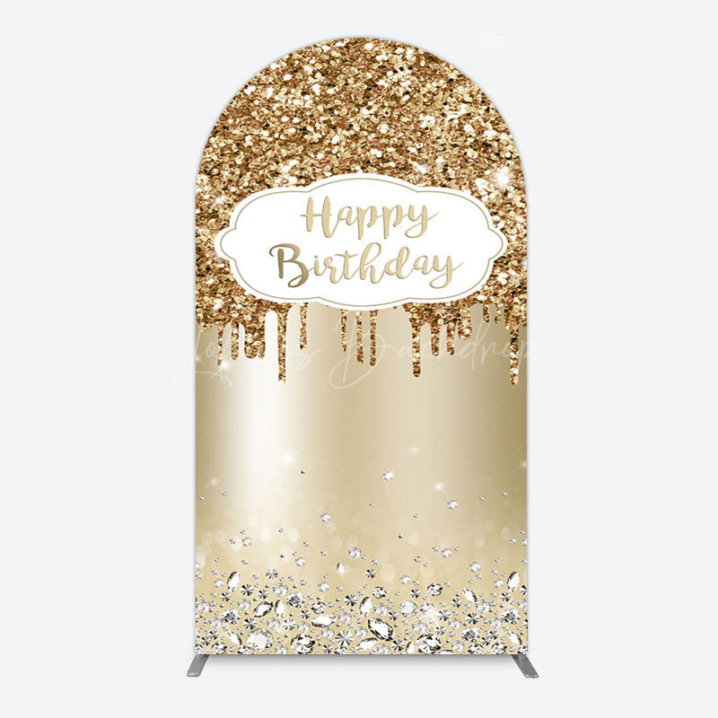 Lofaris Light Gold Glitter Diamonds Birthday Arch Backdrop