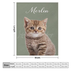 Lofaris Light Green Custom Pet Photo Name Blanket For Gift