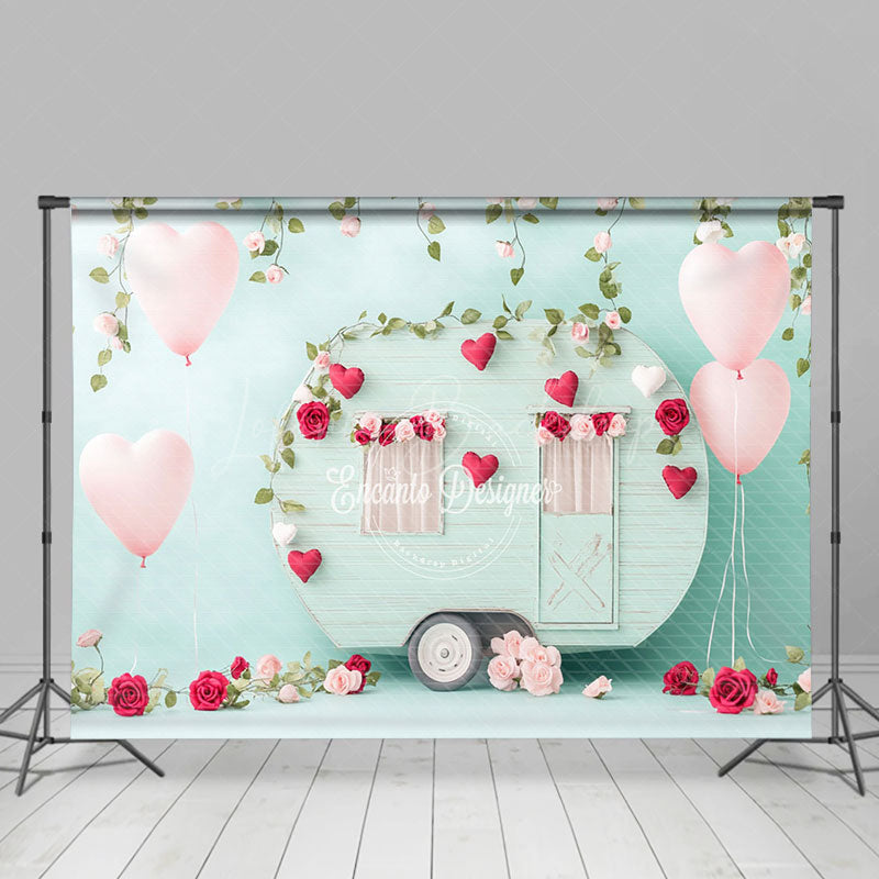 Lofaris Light Green Motorhome Rose Valentines Day Backdrop