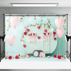 Lofaris Light Green Motorhome Rose Valentines Day Backdrop