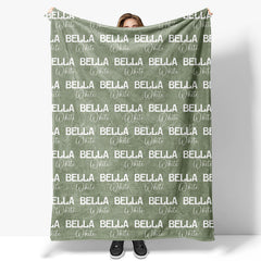 Lofaris Light Green Step And Repeat Custom Name Blanket