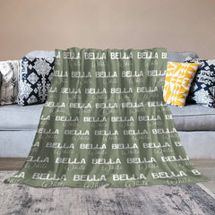 Lofaris Light Green Step And Repeat Custom Name Blanket