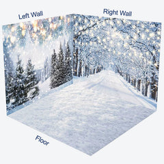 Lofaris Light Heavy Snwoy Field Forest Room Set Backdrop