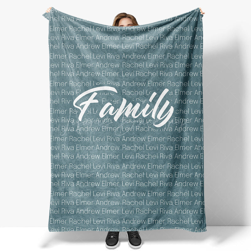 Lofaris Light Navy Custom Dense Repeated Family Name Blanket