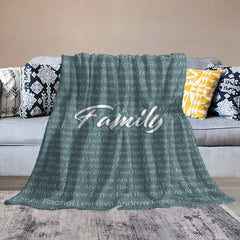 Lofaris Light Navy Custom Dense Repeated Family Name Blanket