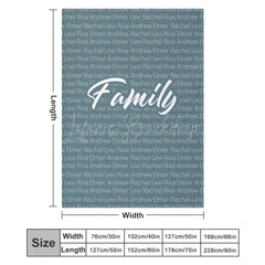 Lofaris Light Navy Custom Dense Repeated Family Name Blanket