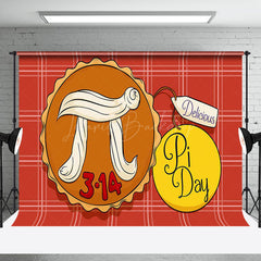 Lofaris Light Red Plaid Delicious Pie Happy Pi Day Backdrop