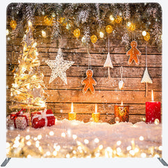 Lofaris Light Shiny Wooden Christmas Pillow Cover Backdrop